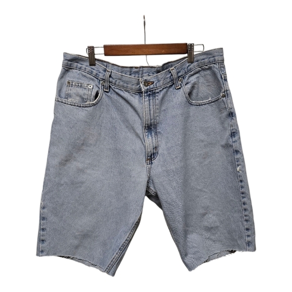 90s Baggy Knee Length Denim Cut Off Shorts - Picture 2 of 6